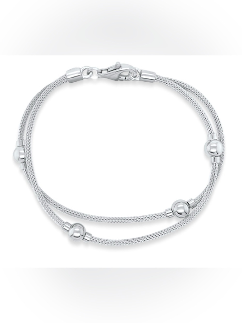 Sterling-Style Double Strand Mesh Bracelet in Silver made in Italy